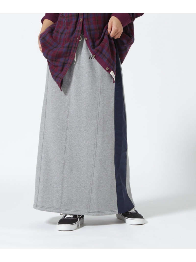 スウェットコンビロングスカート/ SWEAT COMBI LONG SKIRT AVIREX アヴィレックス スカート その他のスカート グリーン ブラック【送料無料】[ Fashion]｜US ONLINE STORE