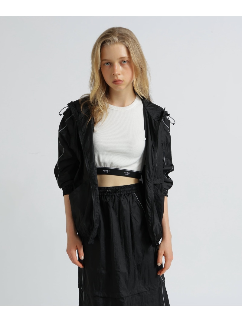 《WOMAN》SHEER COLOR SCHEME HOODIE JACKET/シアーカラースキーム フーディージャケット AVIREX アヴィレックス ジャケット・アウター ブルゾン・ジャンパー ホワイト ブラック【送料無料】[ Fashion]