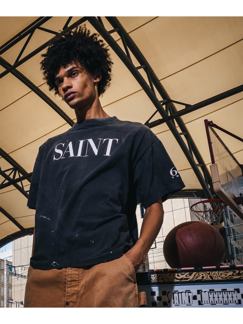 SAINT MICHAEL/セントマイケル/SS T-SHIRT/SAINT 666/BLACK ROYAL FLASH ロイヤルフラッシュ トップス カットソー・Tシャツ ブラック【送料無料】[ Fashion]