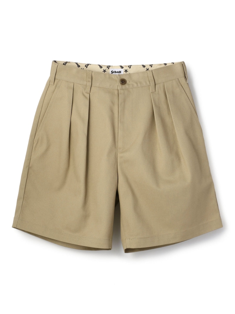 DOUBLE PLEATED T/C SHORTS/ダブルプリーツ T/C ショーツ Schott ショット パンツ その他のパンツ グレー ベージュ ブラック カーキグリーン【送料無料】[ Fashion]