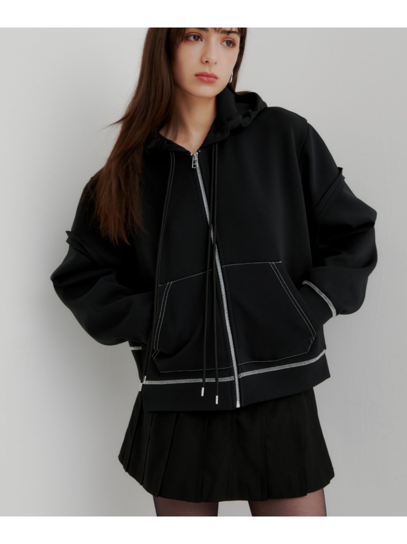【SALE／30%OFF】CASANE(カサネ)ダブルコードZIPパーカー B'2nd ビーセカンド トップス パーカー・フーディー ブラック ホワイト【RBA_E】【送料無料】[ Fashion]｜US ONLINE STORE