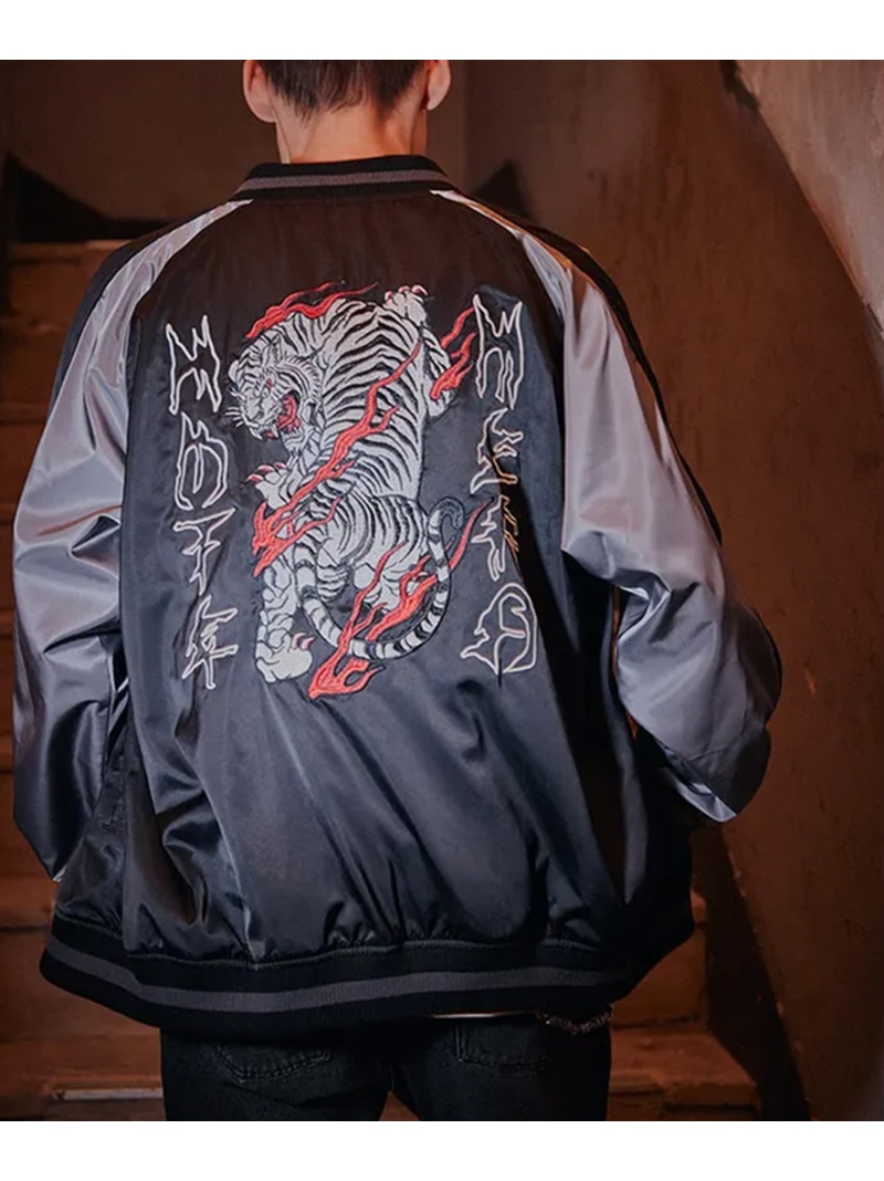 NOT4NERD/ノットフォーナード/TIGER SATIN BLOUSON JACKET LHP エルエイチピー ジャケット・アウター ブルゾン・ジャンパー ブラック ネイビー【送料無料】[ Fashion]