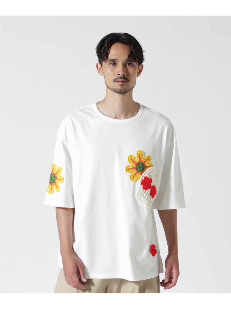 DISCOVERED / 別注MEXICAN SKULL CROCHET S/S TEE B\u00272nd ビーセカンド トップス カットソー・ティーシャツ 黒いこと 薄墨色 白いこと【貨物輸送無料】[ Fashion]