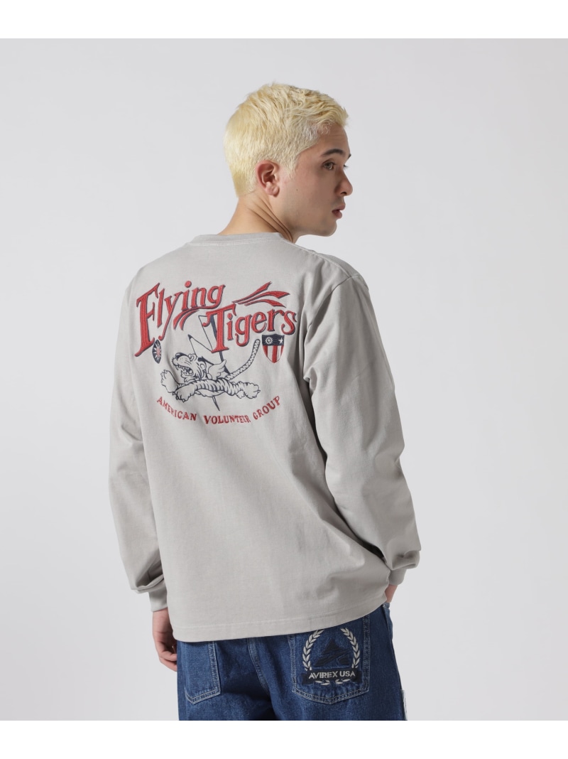 《WEB&DEPOT限定》MILITARY MOTIF LONG SLEEVE T-SHIRT / ミリタリーモチーフ 長袖 Tシャツ AVIREX アヴィレックス トップス カットソー・Tシャツ グリーン グレー ホワイト ブラック ブラウン【送料無料】[ Fashion]