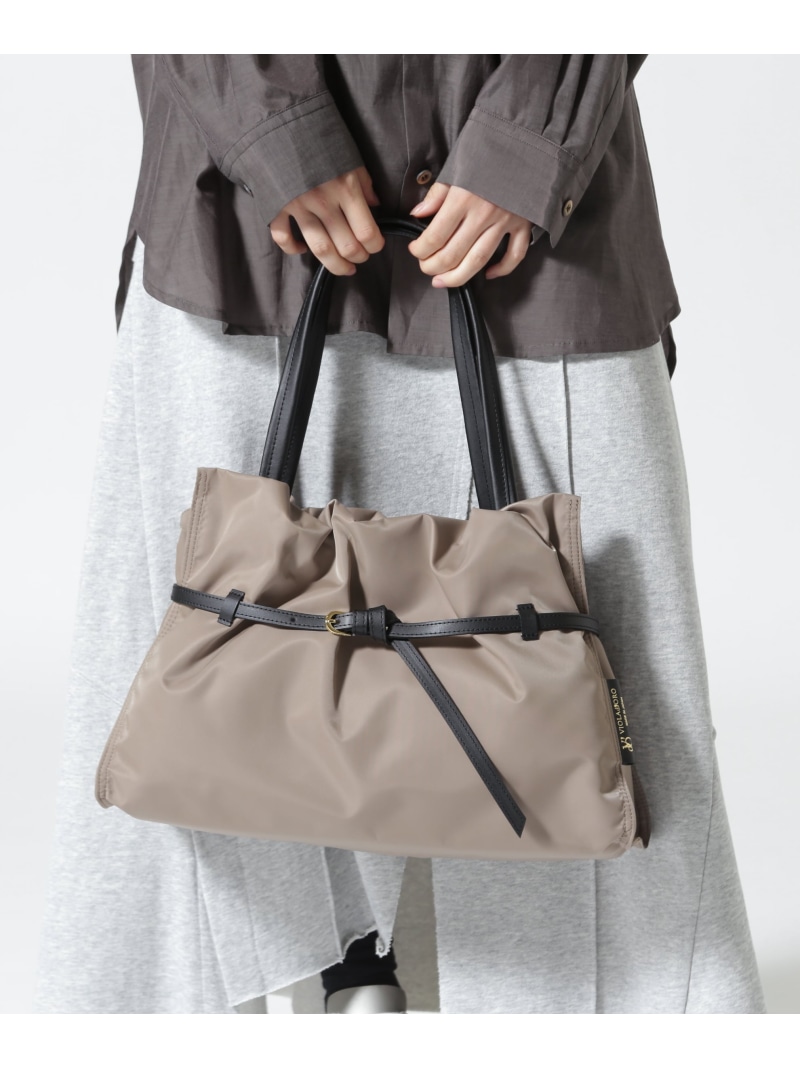 VIOLAd\u0027ORO (ヴィオラドーロ) ナイロンギャザーBAG/BIANCA/L大きさ/V-2294 B\u00272nd ビーセカンド 御徒面子 余分の物の御徒面子 ベージュ 薄墨色 黒いこと【貨物輸送無料】[ Fashion]