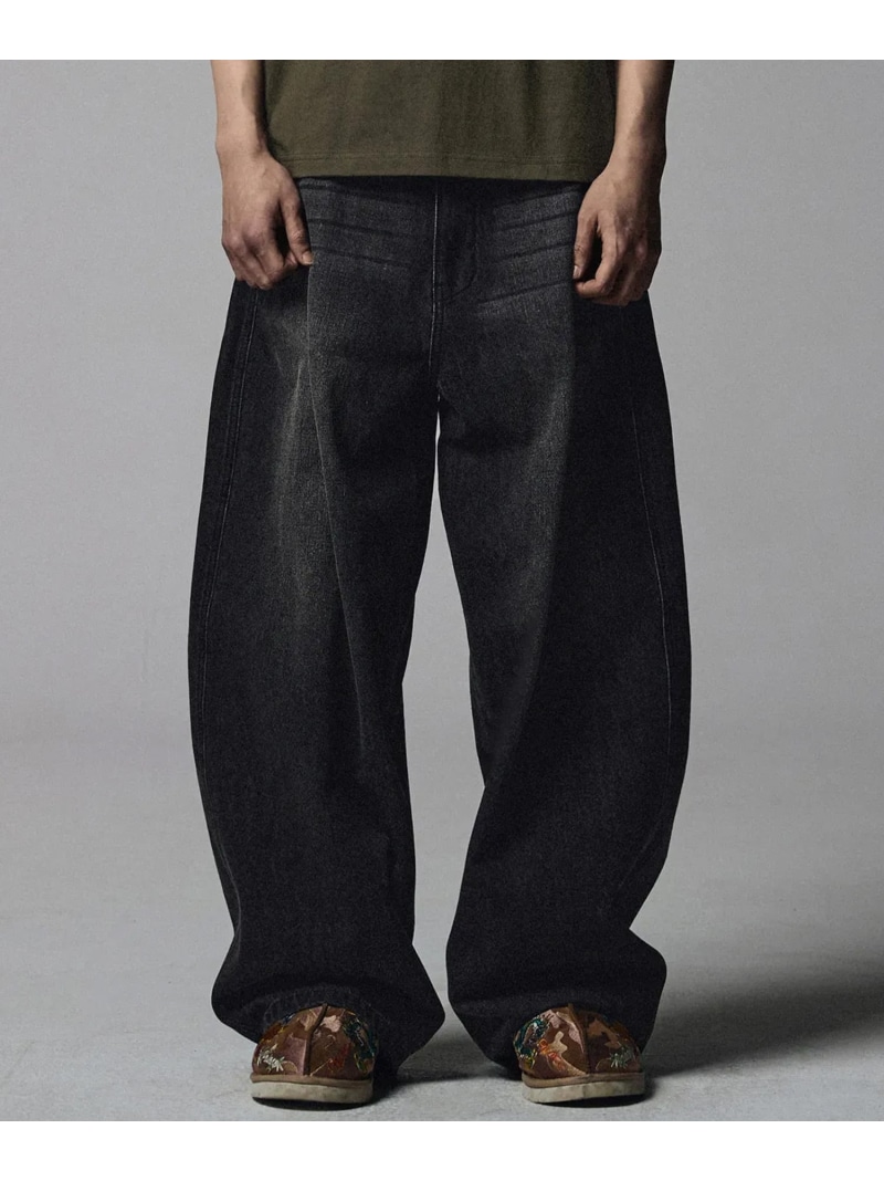 NOT4NERD/ノットフォーナード/LINEN CURVED WIDE PANTS LHP エルエイチピー パンツ その他のパンツ ブルー ブラック【送料無料】[ Fashion]