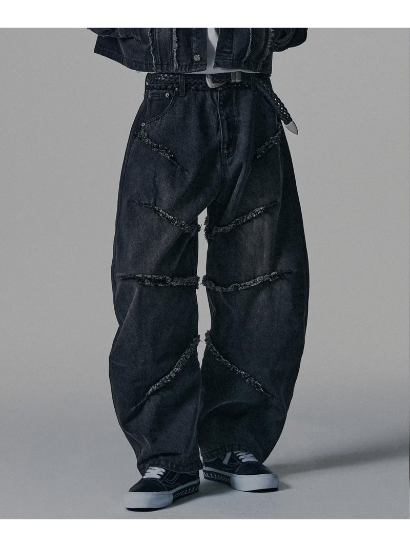 NOT4NERD/ノットフォーナード/CUT OFF CURVED DENIM PANTS LHP エルエイチピー パンツ その他のパンツ ブラック【送料無料】[ Fashion]