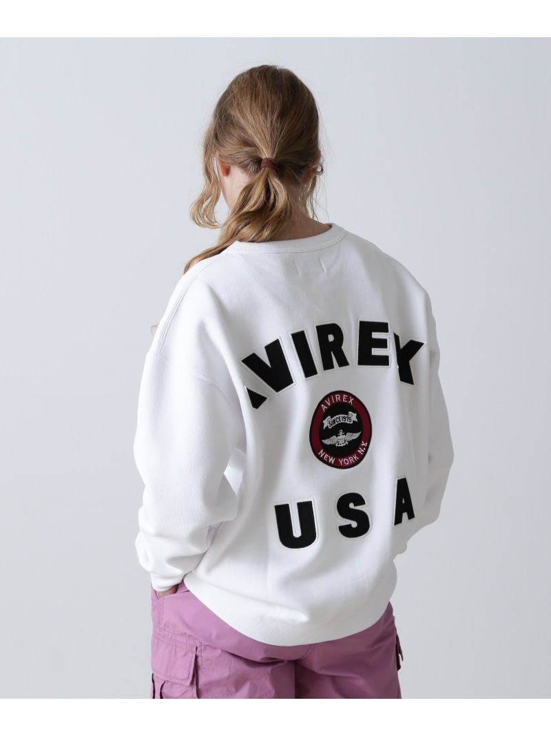 VARSITY LOGO SWEAT/バーシティロゴスウェット AVIREX アヴィレックス トップス スウェット・トレーナー グリーン ブラック ホワイト【送料無料】[ Fashion]