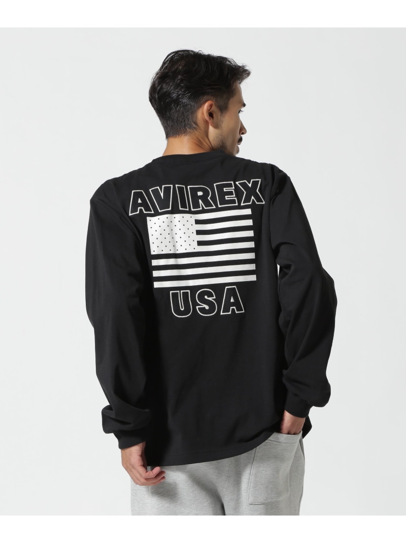 《WEB&DEPOT限定》AMERICAN FLAGS L/S T-SHIRT / アメリカン フラッグス 長袖 Tシャツ / AVIREX AVIREX アヴィレックス トップス カットソー・Tシャツ ブラック グリーン ホワイト ブラウン【送料無料】[ Fashion]