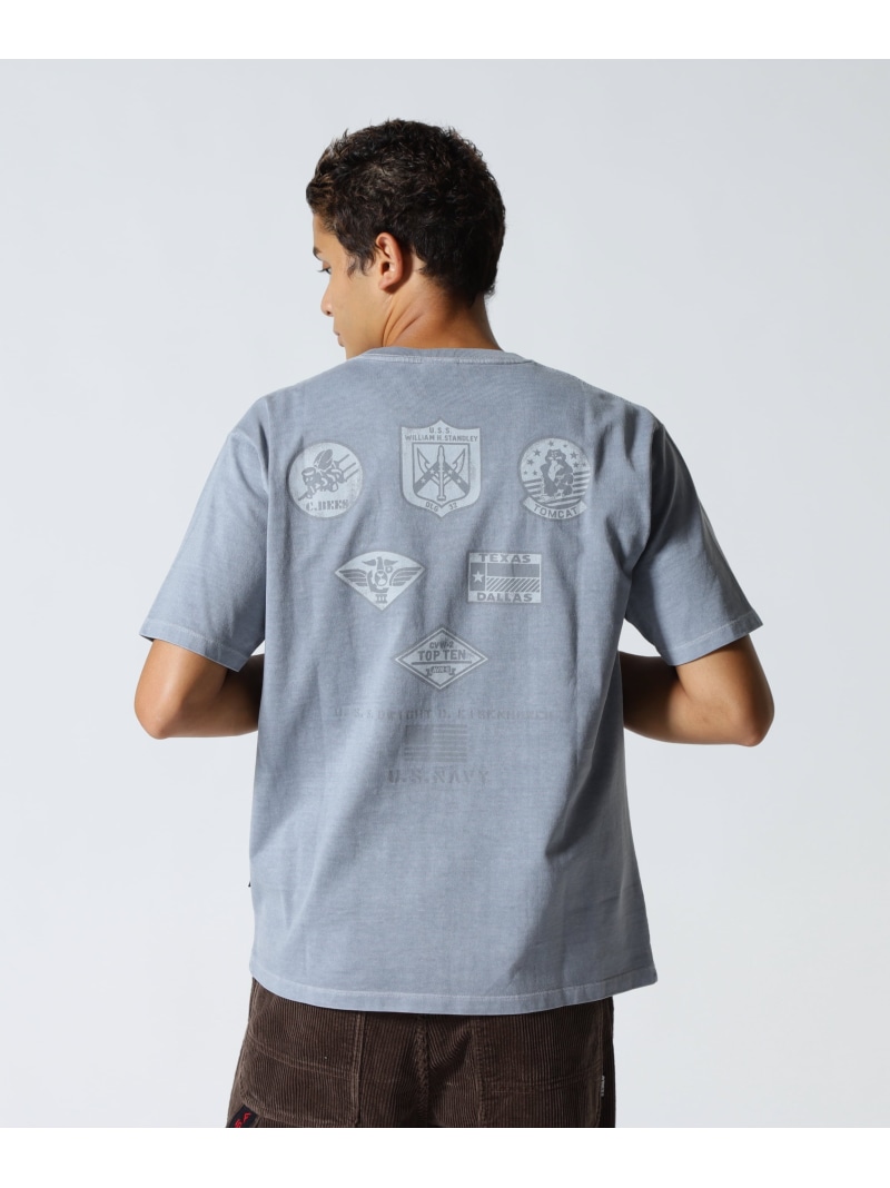 《直営店制限事項》FADE WASH TOP GUN T-SHIRT AVIREX アヴィレックス トップス カットソー・ティーシャツ 薄墨色【貨物輸送無料】[ Fashion] メンズファッション-トップス