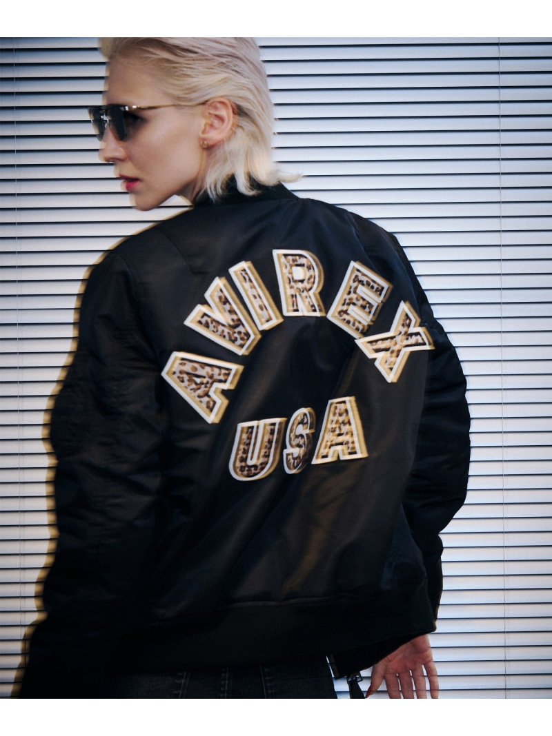 《WOMAN》LEOPARD LOGO MA-1 AVIREX アヴィレックス ジャケット・アウター ブルゾン・ジャンパー ブラウン ブラック【送料無料】[ Fashion] 26,950円