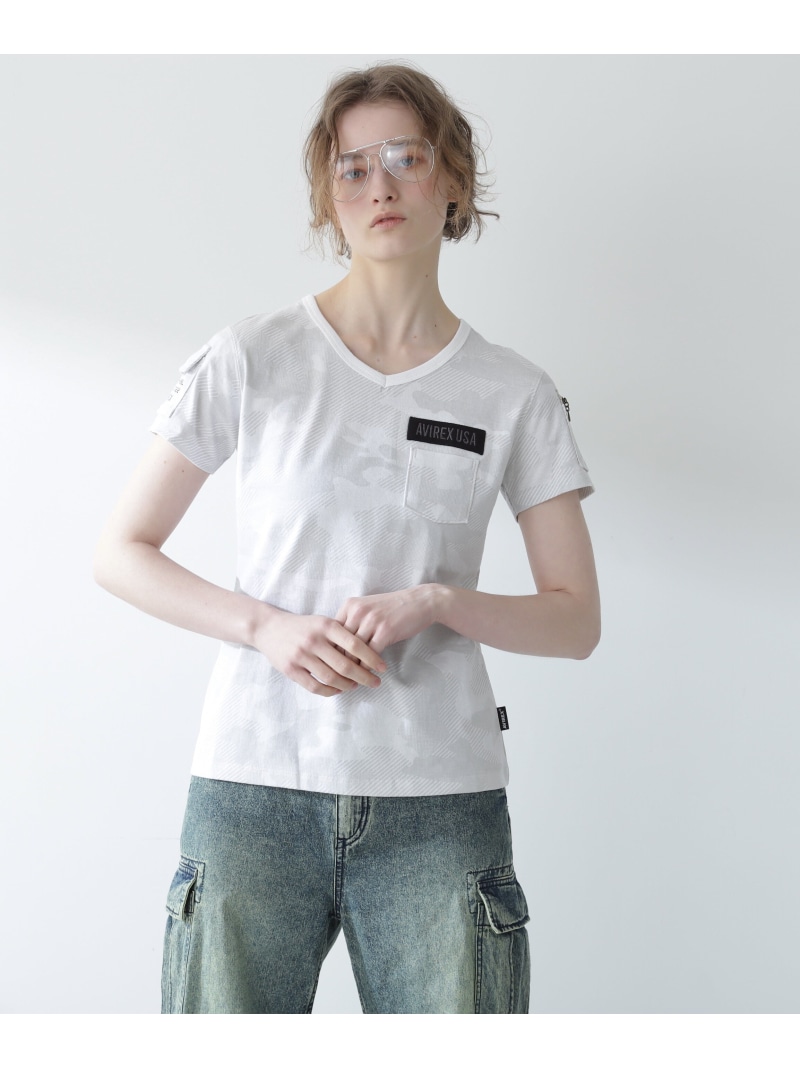 ファティーグVネックティーシャツ/ FATIGUE V-NECK T-SHIRT AVIREX アヴィレックス トップス スウェット・トレーナー ホワイト ネイビー グリーン ブラック【送料無料】[ Fashion]