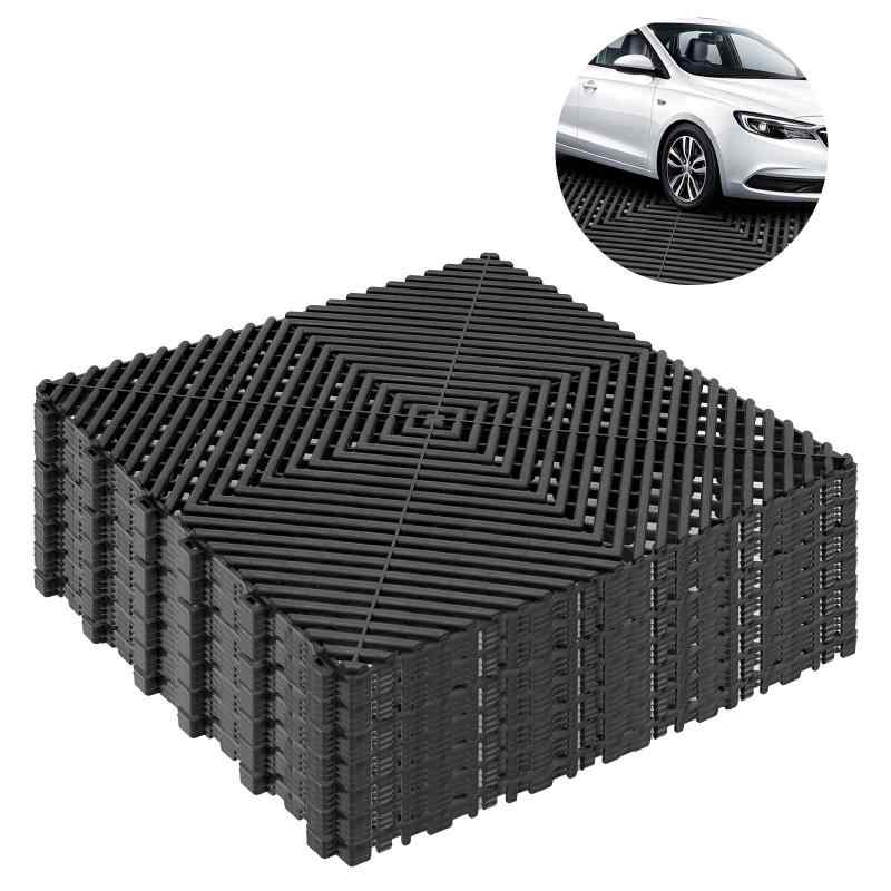 uyoyous 車宿り瓦 車宿りつや消し 40×40糎 厚さ1.8糎 繋ぎ合わせる能力のある ポリプロピレン製の車宿り用床材 パーキング場 瓦飾り気の無い施工 室外屋内 はめ込み施工自動自転車 つや消し(黒いこと, 20枚仕掛ける)