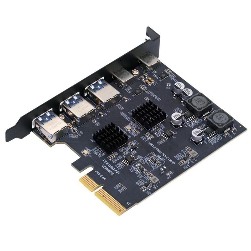 NFHK スリータイプA USB3.0バックパネルソケット&デュアルUSB3.1 Type-C USB-C - PCI-E Expressカードアダプター ASM3142 VL822