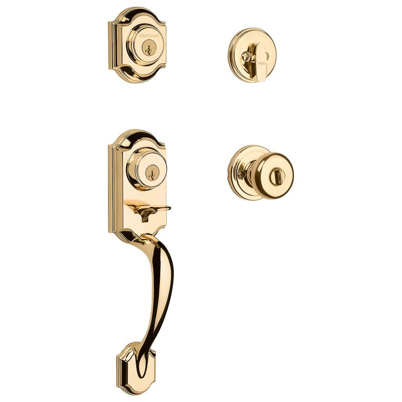 Kwikset Montara フロントドアロックハンドルとデッド雄螺旋仕かける エントリーハンドルセット 飾りつけ 室内装飾部屋の入り口ノッブ付き添い人 光輝金管楽器 爪導通抵抗 SmartKey Rekey デッドボルトセキュリティ