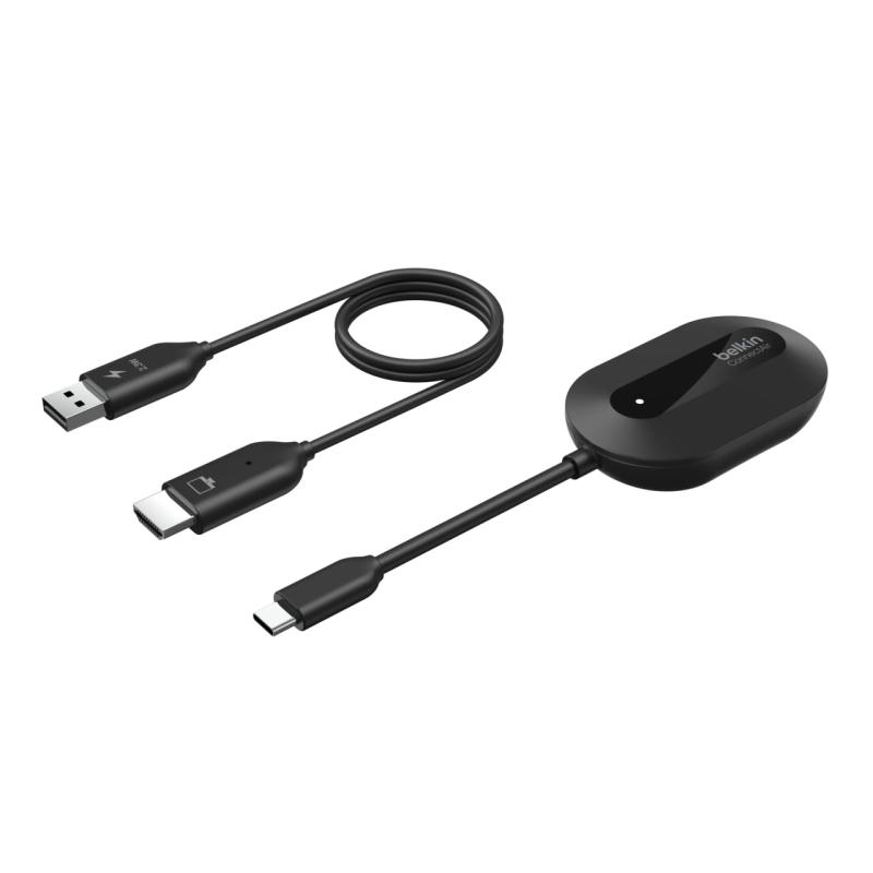 Belkin 無線電話 HDMI 送受信機 無線電話見せびらかすアダプタ｜1080P 60サイクル USB-C相応う・透過率機＆受付機仕掛ける｜築き上げる不必要・繋ぎ＆かき鳴らす｜引き延ばす切り詰め・円卓会議/表示/仕立て上げる用 AVC024dqBK