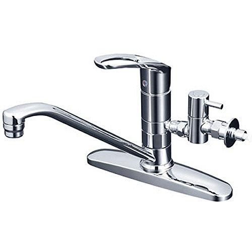 KVK 流し台用シングルレバー式混合栓 分岐孔付 とめるゾウ付 本体取付穴径φ22～φ24mm 本体取付穴ピッチ 204mm KM5091TTU