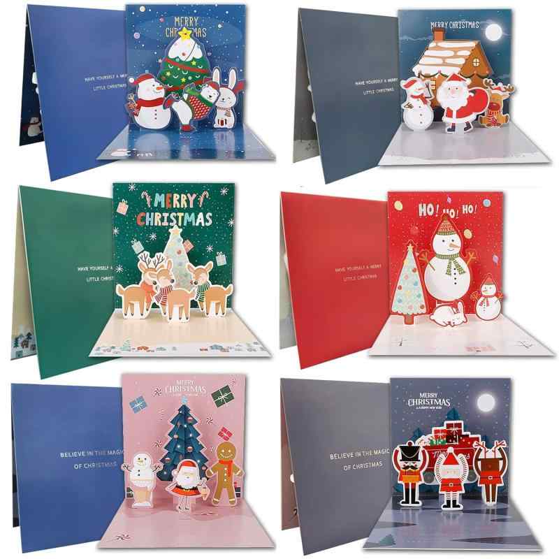 楽天市場】12枚 クリスマスカード 3D 立体 立つ 【16.5CMX10.5CM