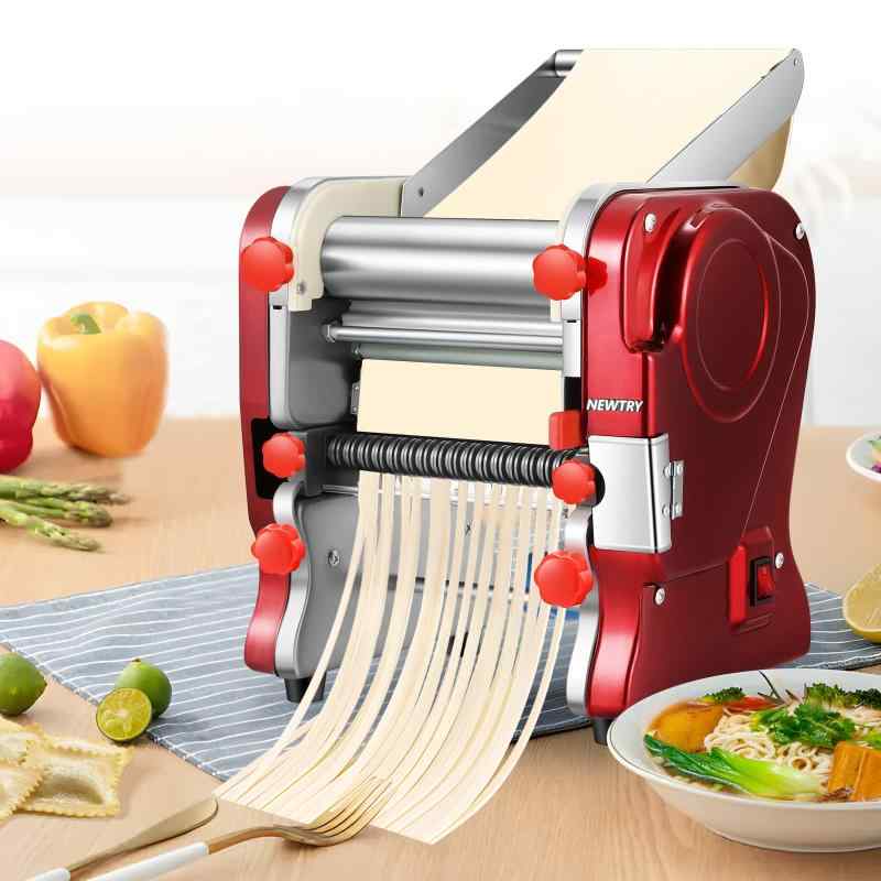 NEWTRY 製麺機 パスタ器械 2粍の細麺 6粍の平麺 奥ふかさ合わせる能力のある 中華麺・ラーメン・パスタ・餃子の皮などを作り 電動 出どころ押しつける 麺切り ステンレス鋼製 赤 身寄り用 お役目用 550W 110V