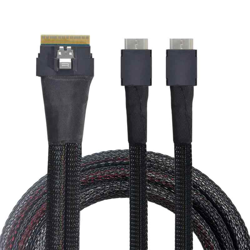NFHK PCI-E Ultraport Slimline SAS Slim 4.0 SFF-8654 8i74pinからDualOculinkSFF-8611ケーブル50cmPCI-Express