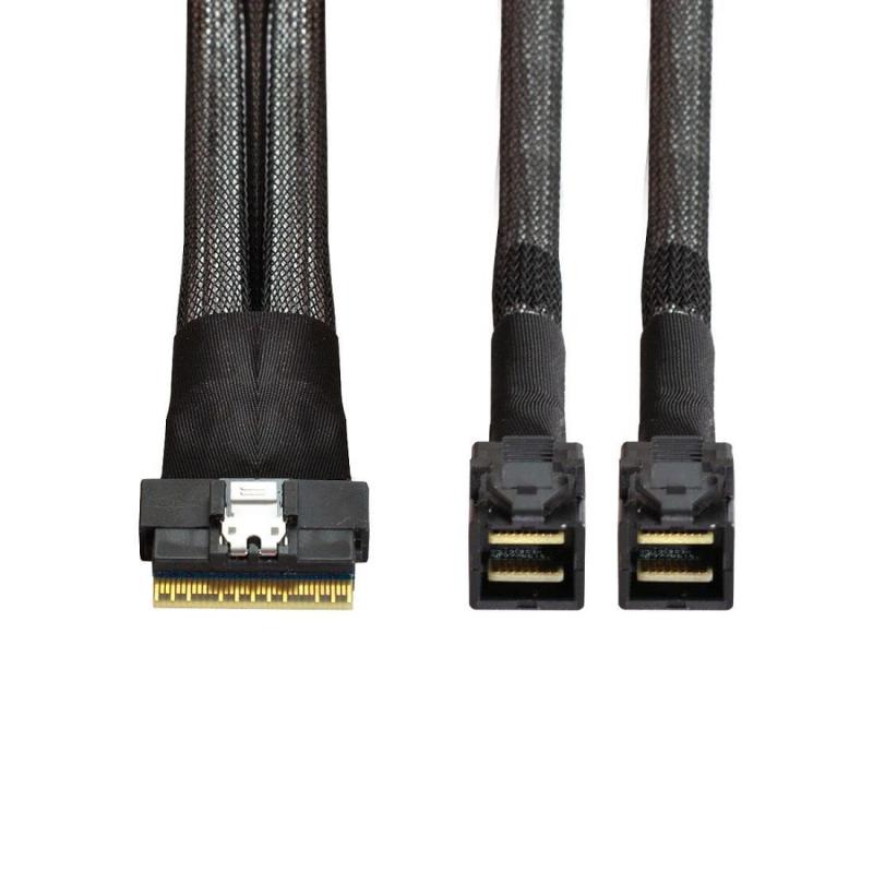 chenyang 1.64フィート SlimSAS - Mini SAS HDケーブル SFF-8654 8i 1 to 2 SFF-8643 4iケーブル サーバー スイッチ ルーター ハードドライブ用