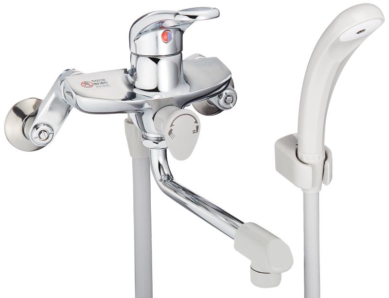 SANEI(サンエイ) シングルシャワー 混合栓 浴室用 壁付き 2穴 ホース長さ1.6m パイプ170mm リングレバー 蛇口 浴室水栓 CSK1710D|うたかた雑貨