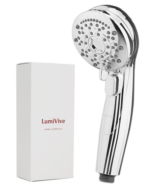 LumiVive シャワー頭顱 高水圧 マイクロナノバブル 節水 Cl取りあげる ファインバブル 保温保湿 細孔の汚れた状態打つ手 美肌 4種取り替えっこアダプタ付き添い人 水漉し内蔵 (しろがね色)