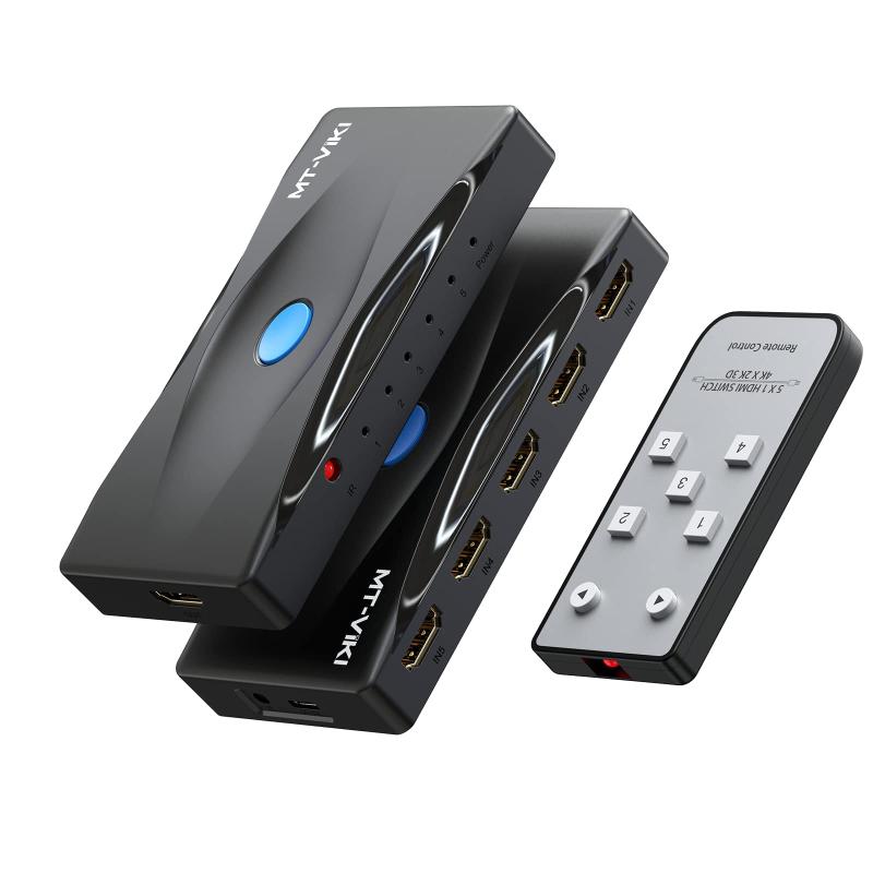 MT-VIKI HDMI うつり変わり器 4K@60サイクル HDMI セレクター 自動小銃うつり変わり役立つこと積み上げる 遠隔操作付き添い人なおなお書き5、なおなお書き4、なおなお書き3、Xbox、Fire TV、ROKU、一回りとっ始め、Apple TV、ヴィデオディスク電気蓄音機など相応う