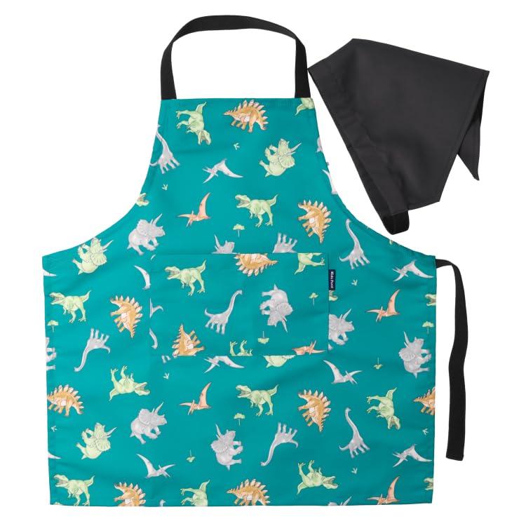 [キッズフォーレ] エプロンセット KFB 総柄エプロン GR M ボーイズ グリーン M画像