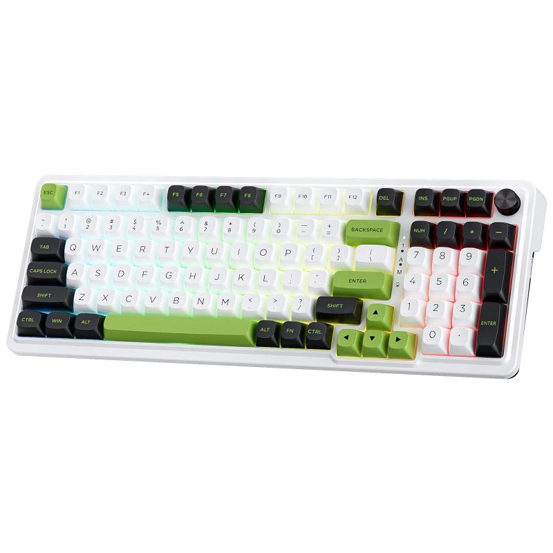 Redragon k686 pro 98ワイヤレスガスケットrgbゲーミングキーボードのキー,3モードpbtメカニカルキーボードw/ホットスワップソケット,専用のノブコントロール& 5層ノイズ抑制,カスタムリニアス