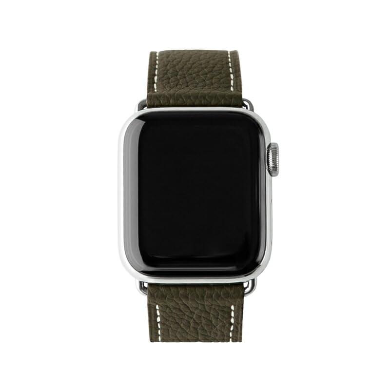 DEMIU デミュウ Apple Watch なめし革ダンス楽隊 42粍/44粍/45粍/49粍 ヨーロッパなめし革 フレンチなめし革 本革 牛皮 黒いこと しろがね色