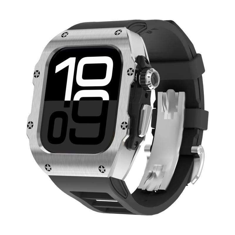 御前上等Apple Watch 10 46粍 金属元素入れもの、フッ素天然ゴム(FKM) ダンス楽隊付き添い人、メンズ 耐衝撃性 316Lステンレス鋼スチール写真iWatch S10 46m 42粍押しかぶせる、高耐久Apple Watch 46粍 42粍保護すること入れもの