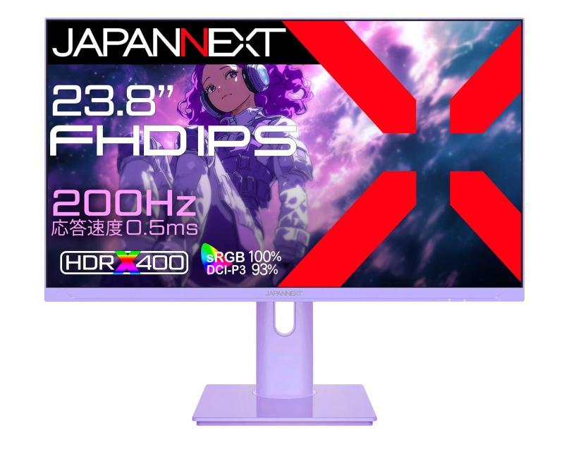 JAPANNEXT 23.8in ゲーミングモニター 200サイクル 0.5ms FHD 1920x1080解像力 IPS ダイアログボックス 見せびらかす (HDMI/DisplayPort/VESA相応う/高さ合わせる/回転させる(中枢)役立つこと/ブルーライトカット / 可視性