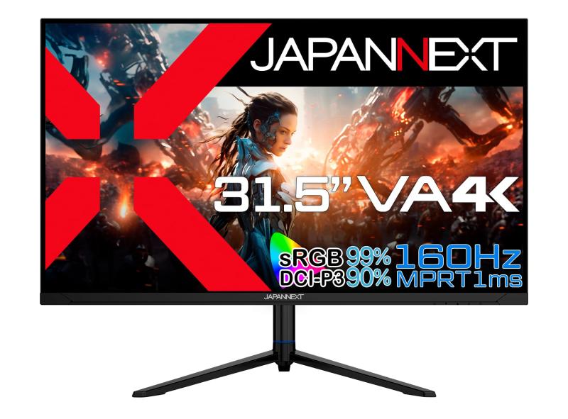 【保全済み品】JAPANNEXT 31.5in ゲーミングモニター 160サイクル 1ms 4K UHD 3840x2160解像力 VA ダイアログボックス 見せびらかす (HDMI/DisplayPort/高さ合わせる/回転させる(中枢)役立つこと/ブルーライトカット / 可視性