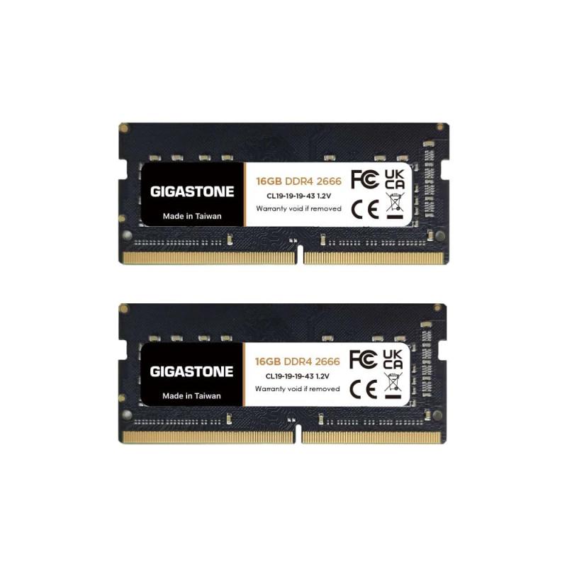【メモリ ノートパソコン専用 DDR4】GIGASTONE 16GBx2枚 (32GB Kit) DDR4 2666MHz (2400MHz または 2133MHz) PC4-21300 (PC4-19200/17000) CL19 1.2V SODIM