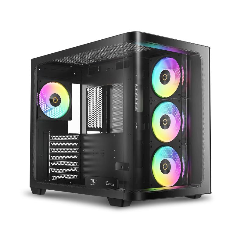 Ocypus Iota C70 ARGBシリーズ ミッドタワーPCゲーミングケース、プリインストールARGB 120mmファン、リアルタイム温度デジタル表示、大容量
