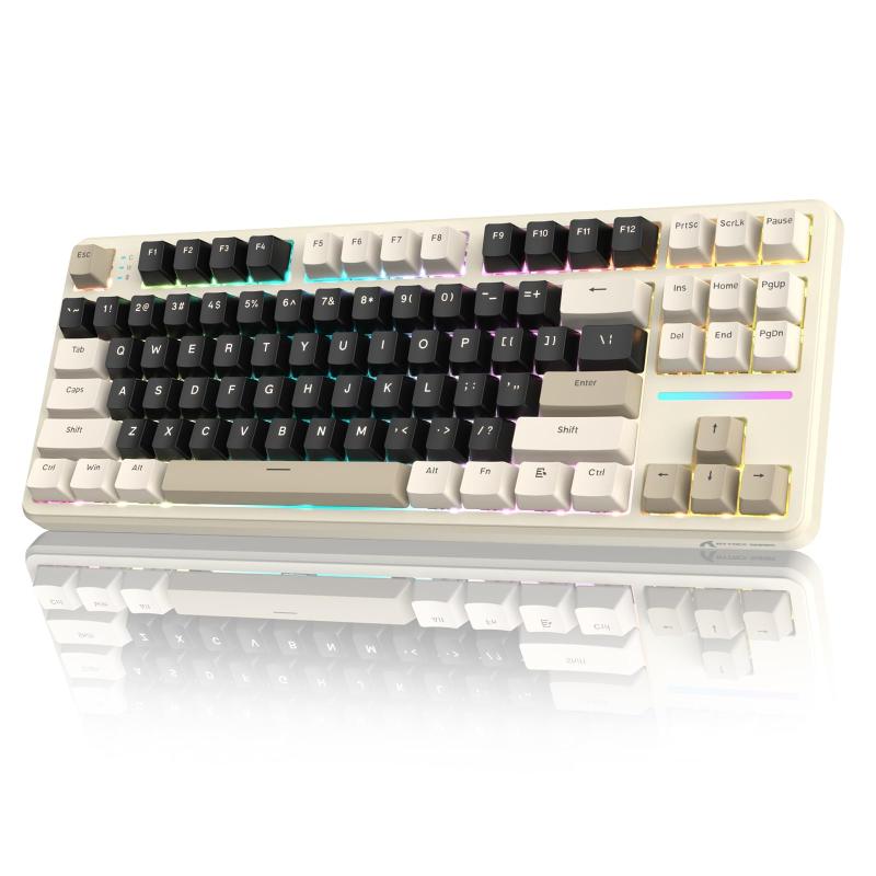 ATTACK SHARK×MAMBASNAKE X87 ゲーミングキーボード ブルーベリースイッチ ガスケットマウント リニア PBT3色キーキャップOEMカスタマイズ 無線 RGB 3接続モード 2.4G/Bluetooth/USB-C TFTスクリー