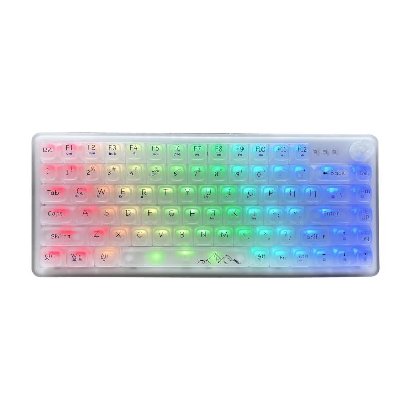 ROTISNAR × EWEADN V80 クリスタル透明メカニカルキーボード 84キー75%レイアウト 3モード無線接続 Bluetooth/2.4G/Type-C ワイヤレスキーボード ホットスワップ対応 RGBライト Mac/Win対応 ゲーミング