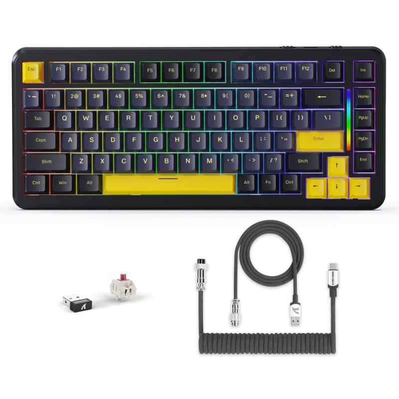 ATTACK SHAKR M86 82キーレイアウト ガスケットマウント メカニカルキーボード ワイヤレス 1.2mm二層黒油シングルキースロットPCBボード 5層パッドHIFI音
