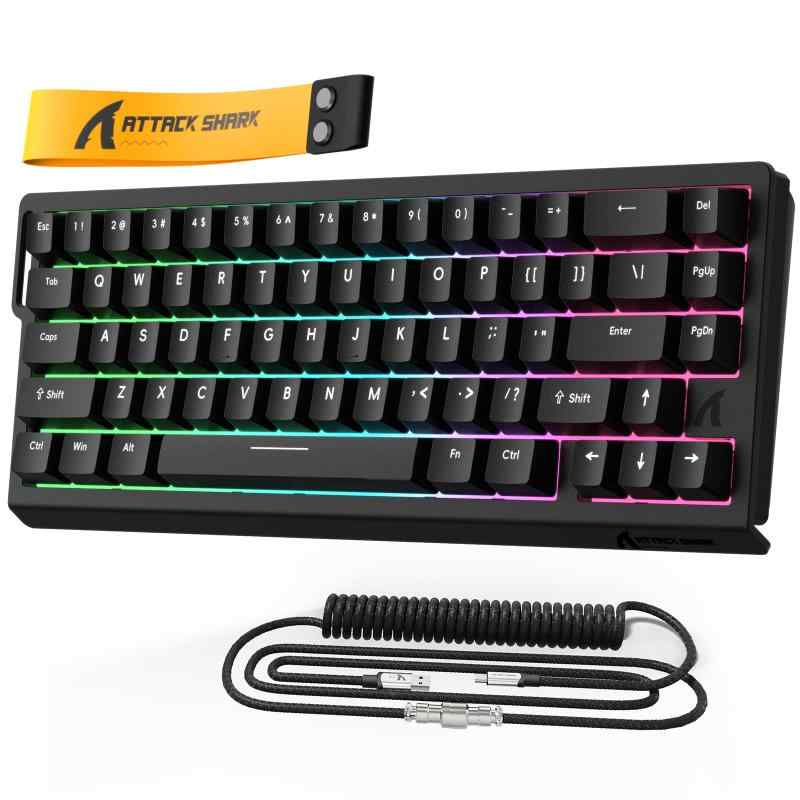 ATTACK SHARKxMAMBASNAKE X68 HEゲーミング磁気キーボード、磁気軸、8000Hzポーリングレート、0.125msレイテンシー、0.01mm精度、RT調整範囲0.1-3.4mm、0デッドゾーン、snap tap、128Kスキャンレ 9,124円