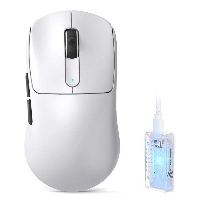 ATTACK SHARK V5 超軽量 ゲーミングマウス 55g DPI42000 高精度センサー 8000Hz無線レポートレート 有線/2.4G/Bluetooth三模接続 大型手向け 軽量設計 高耐久スイッチ 長時間バッテリー AIドライバー 自動|うたかた雑貨