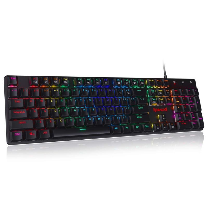 Redragon K589 Shrapnel RGB ゲーミングキーボード 104キー US配列 メカニカル テンキー付き 青軸 高速応答 低遅延 耐久性 アンチゴースト PC オフィス Xbox PS5 多機種対応
