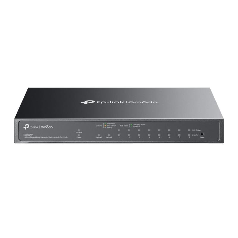 TP-LINK ギガビットポート×10 イージーマネージドスイッチ PoE+界面×8積み上げる ES210GMP