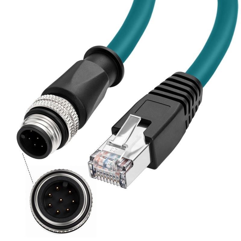ZBLZGP M12 Aコード 8ピン オス - RJ45 イーサネット Cat-6 シールドケーブル Cognex DataMan 300 産業用カメラ 10M