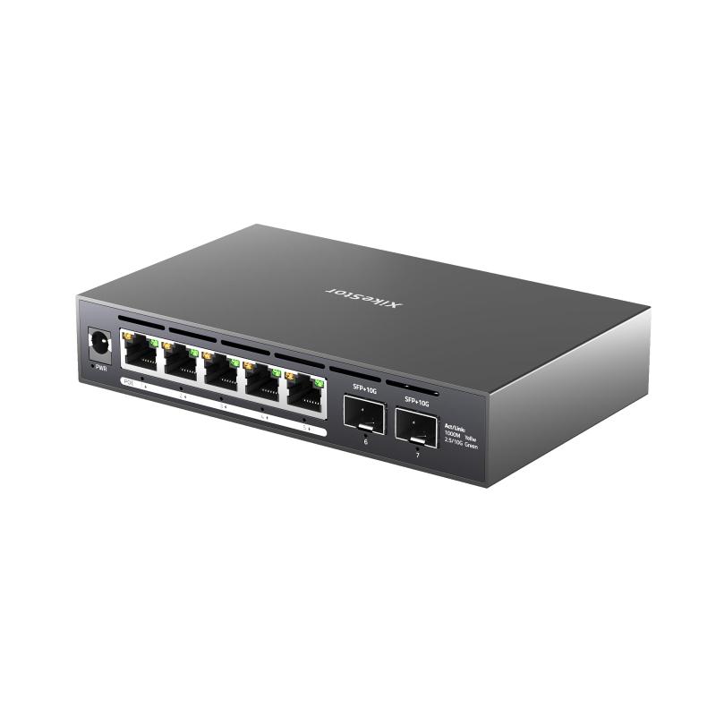 XikeStor 非管理すること 2.5gbps スイッチングこしき poe こしき 7界面 （5x2.5G RJ45 + 2x10G SFP+） 網状組織取り替えっこ プラグアンドプレイ アンマネージド スイッチングこしき 金属元素筐体 静音落ち居る 人間向け 家