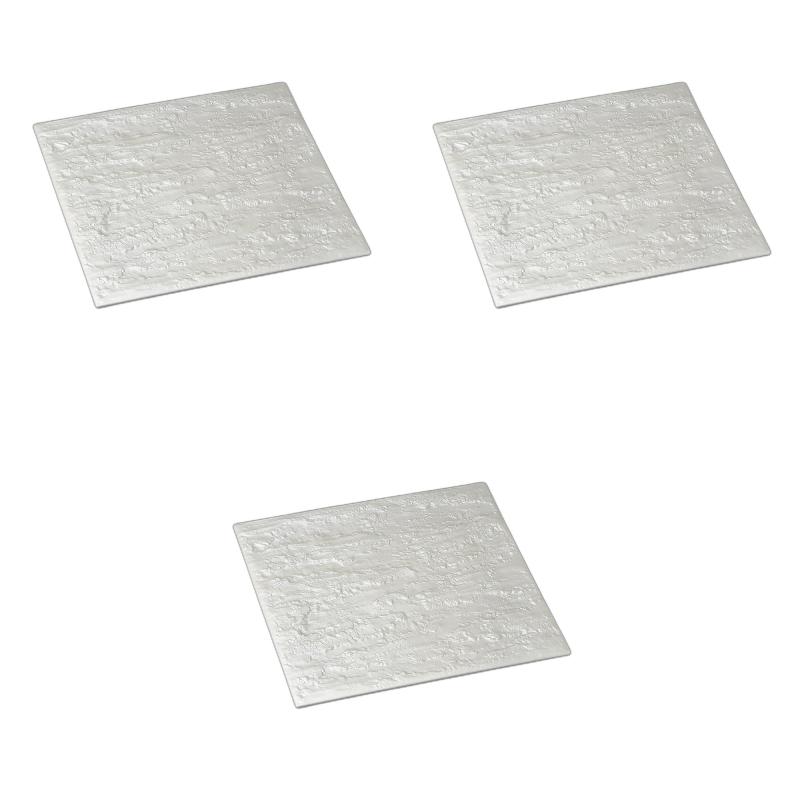 3個セット シルバー石肌20cm正角皿 [ 20.4×20.4×1.3cm ] | 角皿陶磁器 セトモノホンポ(Setomonohonpo)