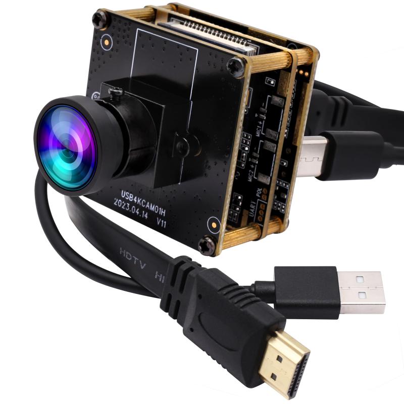 ELP 4K 30fps HDMI USBカメラ 広角 コンピュータモニター用 同時出力 ミニPCカメラ UVC USB2.0 ライトバーンカメラ 2Xデジタルズームウェブカメラボード H.264 8mp CCTV USBセキュリティカメラ ノートパソ