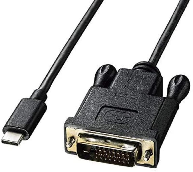 サンワサプライ Type-C-DVI取り替えっこ有線テレビ(USB Type-C 牡-DVI牡) 黒いこと