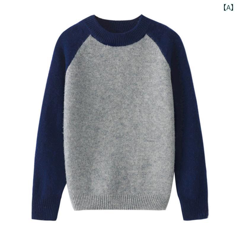 双 股は 100の純 絨毛を 厚く して 色を 合わせた 丸首 男女の 乳飲み子と同じ 編み物の 中の ちびっ子の ティーシャツの プルオーバーが 湿って いる