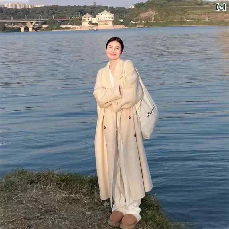 高 个子 加 ?版 毛 ・希大 衣 女 到 脚 踝 秋冬 高 ?感超 ?款 双 面 羊毛 ・希子 外套|うたかた雑貨